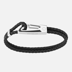 Montblanc Nightflight Black Woven Leather Men's Bracelet